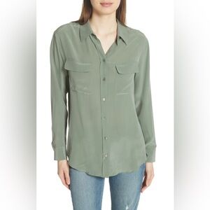 Equipment Olive Green Button Down Small